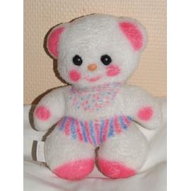 Ours Boulgom Blanc Rose Bleu Doudou Peluche Grelot De Cm Rakuten