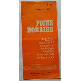 Dépliant Fiche Horaires SNCF 4 371 à partir du 1er Octobre 1978 Royan