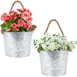 Lot de 2 pots de fleurs suspendus en métal pour balcon En fer Avec