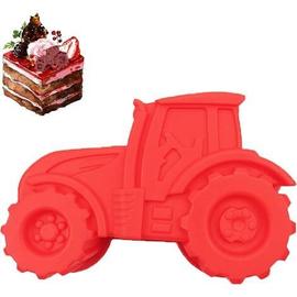 Tracteur Moule à Gâteau Rouge 3D Tracteur en Silicone pour Gâteaux