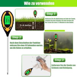 Testeur de sol 4 en 1 Testeur de sol PH mètre lumière du soleil