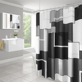 Ensemble De Rideau De Douche Avec Crochets Noir Et Blanc Rideau De