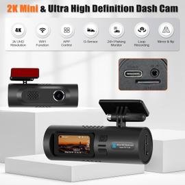 K Dashcam Mini Ips Dash Cam Car Avec Wifi G Sensor Parking