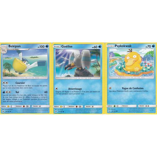 3 Cartes Pokemon Bekipan 38 149 Goelise 37 149 Psykokwak 28 149