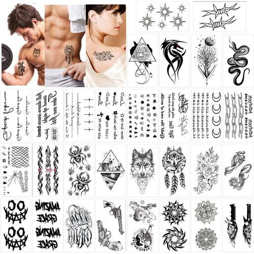 30 feuilles Tatouage temporaire pour homme femme enfants Étanche