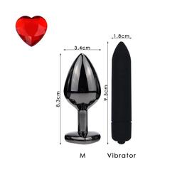 Plug Anal Placage En Metal Noir Base Lisse Dilate L Anus Avec Coeur