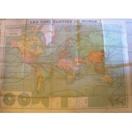 Carte Couleurs Les Cinq Parties Du Monde Planisphere Comprenant