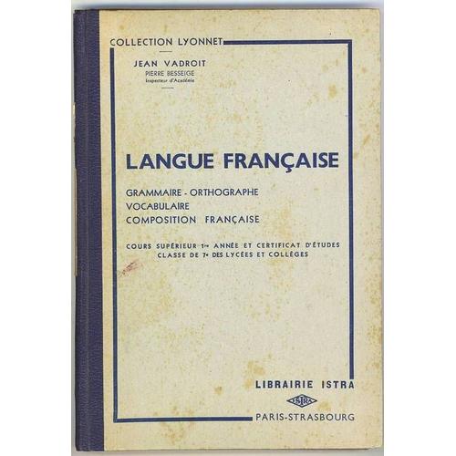 Langue Francaise Grammaire Orthographe Vocabulaire Composition