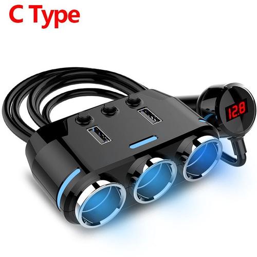 Allume cigare de voiture 12V prise séparateur chargeur USB affichage