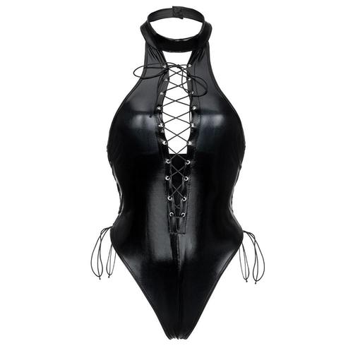 Body En Cuir Artificiel Pour Femmes Lingerie En Cuir Lastique Ajour