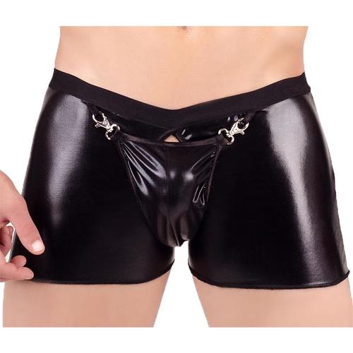 Boxer En Faux Cuir Pour Homme Lingerie Sexy Entrejambe Ouvert Dos Aux