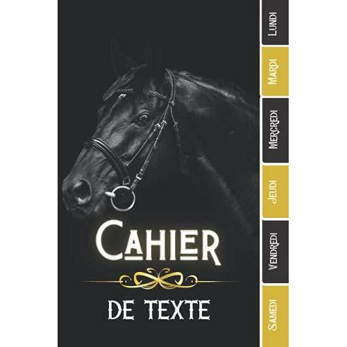 CAHIER DE TEXTE Cheval noir étalon luxe or animaux avec coloriages