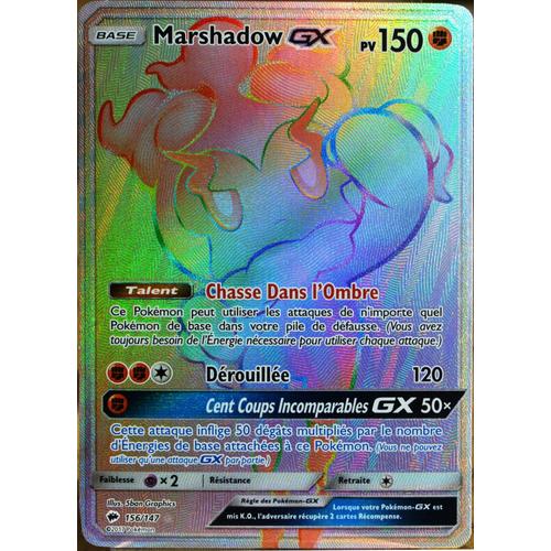 Carte Pokémon 156 147 Marshadow GX SECRETE FULL ART SL3 Soleil et