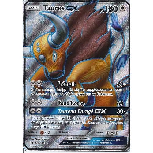 Carte Ultra Rare Full Art Tauros GX 144 149 Soleil Et Lune Rakuten