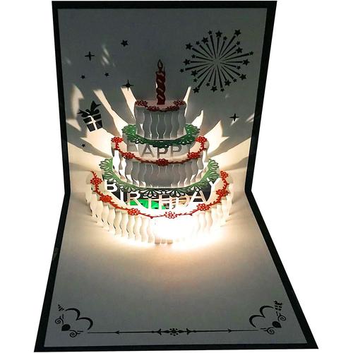 Cartes D Anniversaire Pop Up D Lumi Re Led Chauffante G Teau D