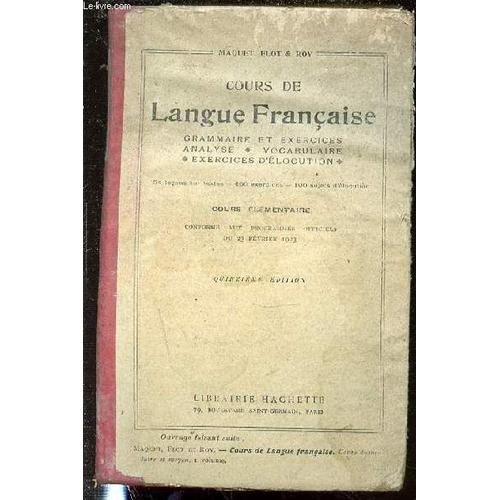 Cours De Langue Francaise Grammaire Et Exercices Analyse