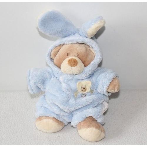 Doudou ours NICOTOY déguisé en lapin bleu ours brodé 20 cm Rakuten