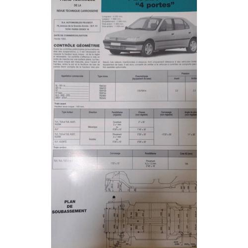 Fiche Technique De La Revue Technique Carrosserie Peugeot 306 4 Portes