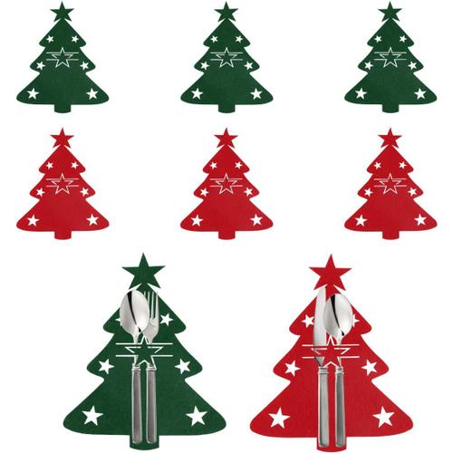 Kcbbe Porte couverts Sapin de Noël 8 Pièces Sac de Vaisselle de Table