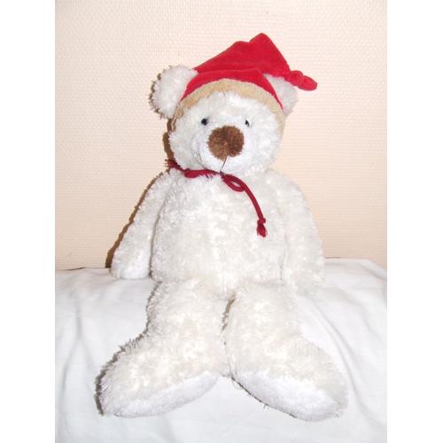 Ours Gipsy Peluche Doudou Blanc Beige Bonnet Rouge Cm Rakuten