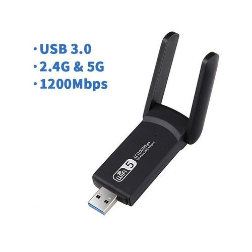 S2 1200 Mbps noir Adaptateur Wifi Usb Sans Fil Carte Réseau Dongle