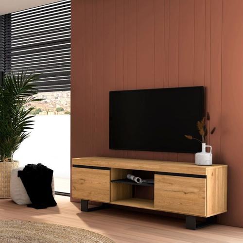 Skraut Home Meuble TV mod NATURALE Chêne Noir 2 portes et 2