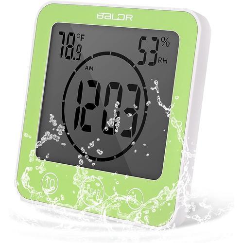 Vert Horloge Thermohygromètre Horloge Salle De Bain Réveil à Minuterie