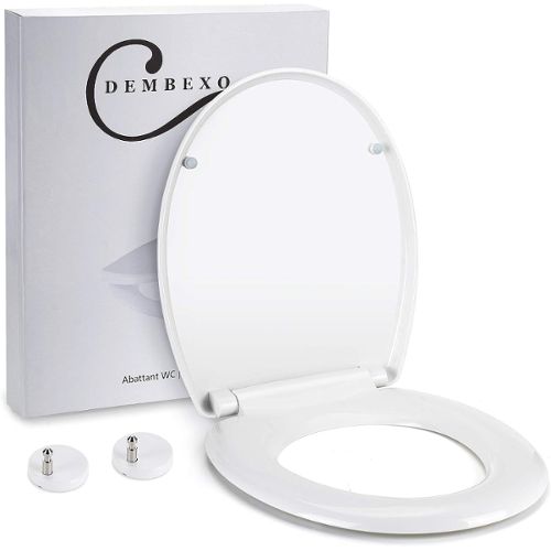 WENKO Abattant WC avec frein de chute Premium Ikaria, abattant WC clipsable  fixation inox, duroplast antibactérien, 37x44,5 cm, blanc mat