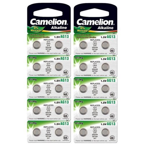 Camelion Lot 10 piles bouton Batterie Alcaline Battery 1.5V AG13 LR44 G13-A D303 L1154 L1154F