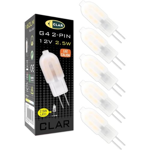 20 Ampoules LED G4 2W 12V Blanc Chaud 3000k Haute Luminosité - www