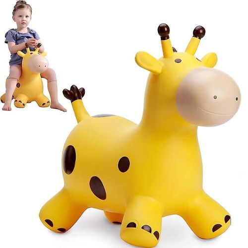 Relaxdays Cheval ballon sauteur cheval avec pompe gonflable jouet jeux enfant  animaux 50 kg sans BPA, marron