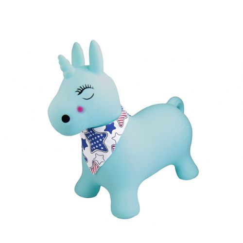 Relaxdays Licorne ballon sauteur cheval avec pompe gonflable jouet jeux  enfant animaux 50 kg sans BPA, blanc