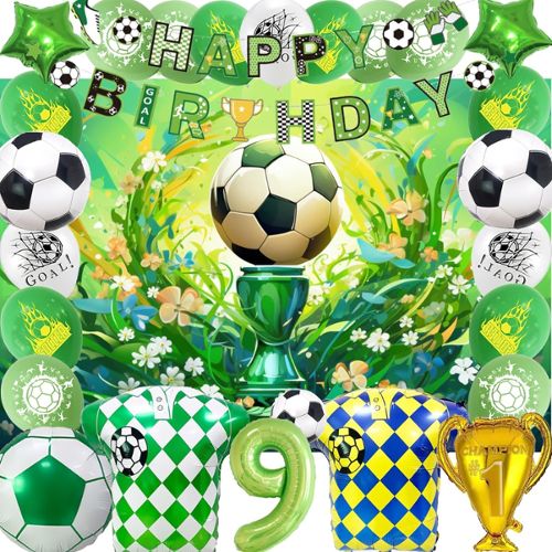 Ballons d'anniversaire de garçon de football, décorations de fête de  football avec bannière de football joyeux anniversaire