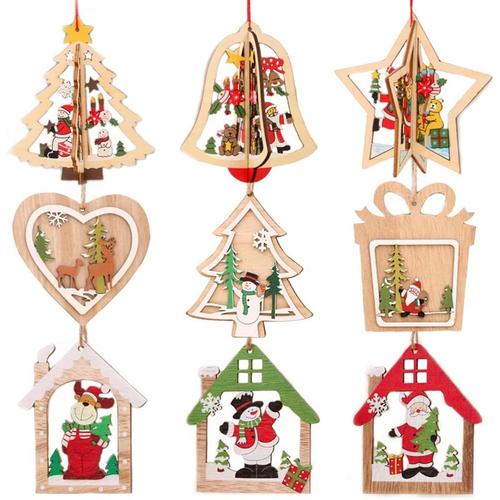 Découpes en bois ornements de noël en bois, ornements suspendus en bois de  noël avec cordes pour embellissements, mariage, artisanat de bricolage