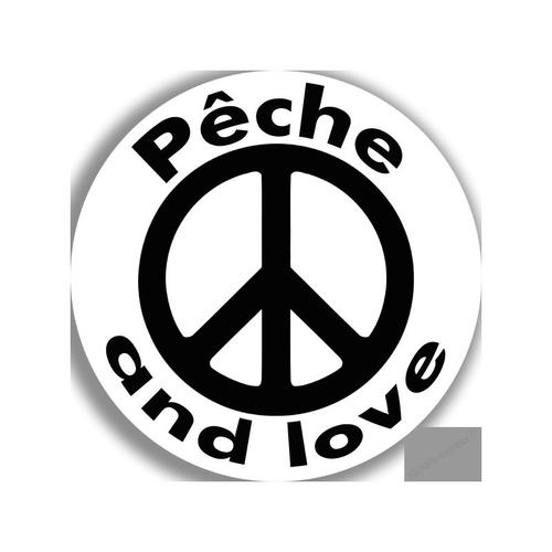 Pêche and love - 15cm - Sticker/autocollant