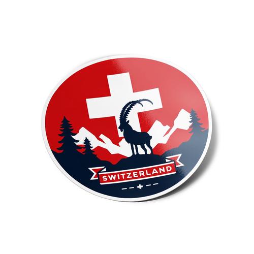 drapeau Suisse rond - 10cm - Sticker/autocollant