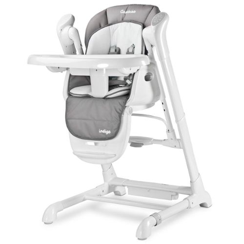 Indigo chaise haute balancelle bébé musicale 2en1 motorisée gris