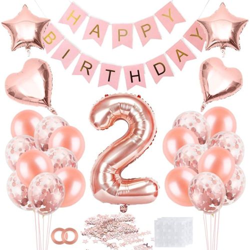 TD® ballon decoration anniversaire guirlande fille 3 ans rose