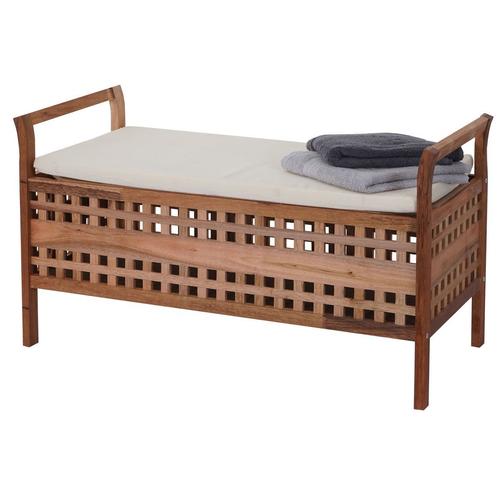 Banc de rangement CORNELIA meuble bas avec 2 caisses, en bois de