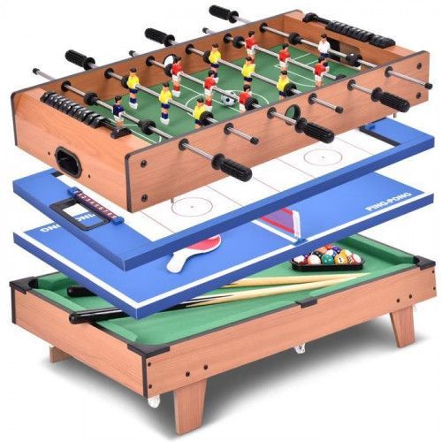 Table multi-jeux 3 en 1 billard et ping pong en bois gris DENVER