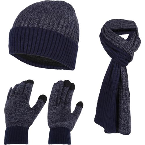 Ensemble de gants pour hommes, 3 pièces, écharpe et bonnet, coupe