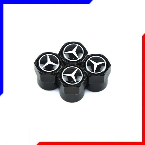 4pcs Bouchons de Valve de Pneu Logo AMG pour Mercedes - Noir