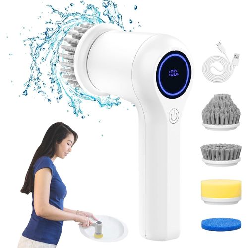 Épurateur de douche électrique sans fil avec 3 têtes de brosse de nettoyage  pour évier de cuisine, baignoire, carrelage, fenêtre