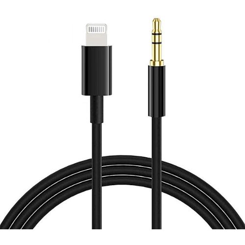 We - WE Câble Audio Auxiliaire pour iPhone 3,5 mm Cordon de Voiture Câble  vers 3,5 mm Adaptateur pour iPhone/iPad/iPod Lien vers des Ecouteurs/Voiture/Haut-parleurs  Prise en Charge de Tous Les iOS,1M -Noir 