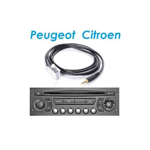 vhbw Câble adaptateur AUX pour radio de voiture compatible avec Citroen de  l'année de fabr.
