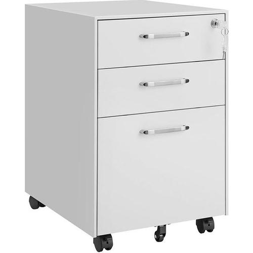 COSTWAY Caisson de Bureau avec Roues, 5 Tiroirs, Placard, Poignée Incurvée, Support  Imprimante pour Bureau, 79 x 39 x 65 cm, Blanc