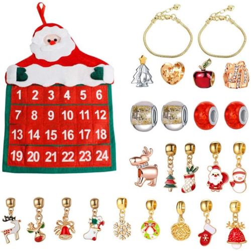 Calendrier de l’Avent de Noël 24 jours Compte à rebours de Noël Kit de  bracelet de bricolage à thème pour filles Calendrier Surprise Blind Box  Cadeaux