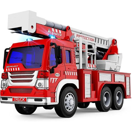 Camion de pompier jouet avec tir à l'eau et sons et lumières