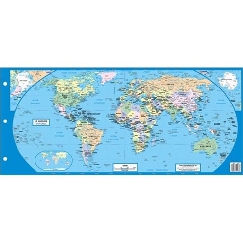 Carte Du Monde - Sous Main / Avec Pays Et Capitales Imprimés (Dimension 40  x 60 cm) Impression 2016