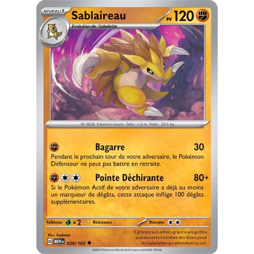 Carte Pokemon SABLAIREAU 132/264 REVERSE Epée et Bouclier 8 EB08 FR NEUF